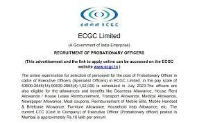 ECGC Recruitment 2023 Apply Online, 17 Probationary Officer Vacancies